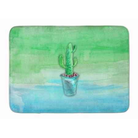 Carolines Treasures Cactus Teal & Green Watercolor Machine Washable Memory Foam Mat BB7362RUG